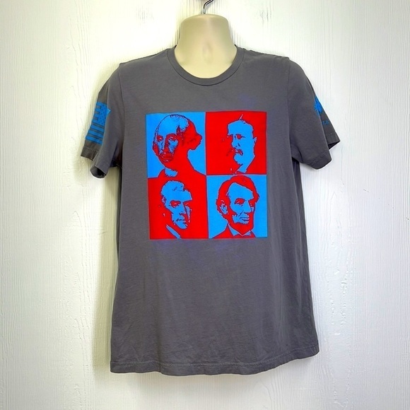 Grunt Style - Presidents Red & Blue Pop Art Grey Short Sleeve T Shirt Size Large - Picture 1 of 11